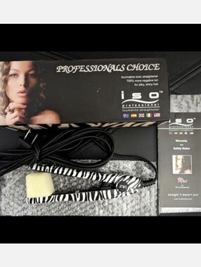 NEW ISO Professional Tourmaline Ionic Hair Straightener Trending Zebra Flat Iron